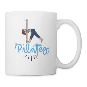 Pilates Pose et Lettrage Bleu - Mug blanc - blanc - Droite