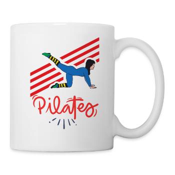 Pilates en mouvement sur lignes rouges - Mug blanc - blanc - Droite