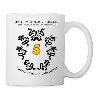 Numer_5 Symbol of the Energy of Freedom, Change and Adventure - Mug - white - Right