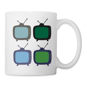 fernseher_4fach_bunt - Tasse - Weiß - Rechts