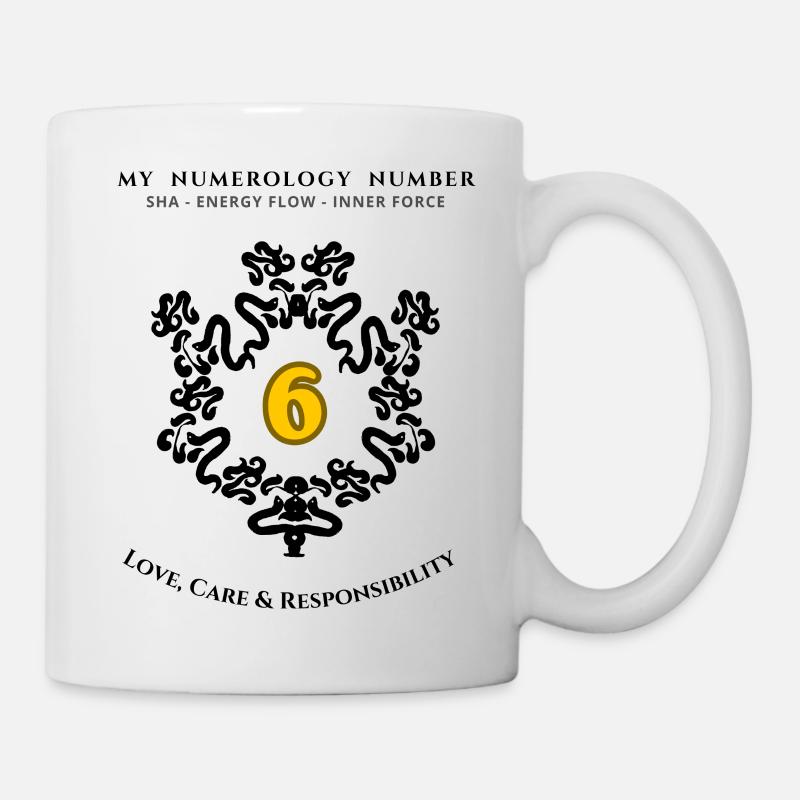 Numéro 6 Symbole d’amour, de soin et de responsabilité - Mug blanc - blanc