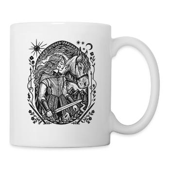 Nachtwald Silhouette: Fantasy-Wächter - Tasse - Weiß - Rechts