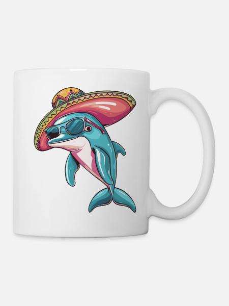 Delfin Lustig Sombrero - Tasse - Weiß