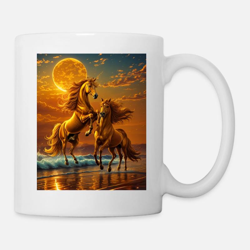 Moonlight hooves at the evening sea - Mug - white