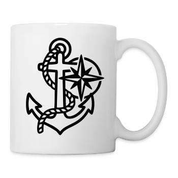 Anchor Wind Rose Maritime Logo - Mug - white - Right