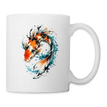 Éclaboussure de carpes koi aquarelle - Mug blanc - blanc - Droite