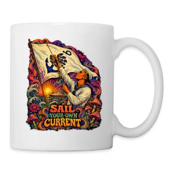 Sail Your Own Current Vintage Nautical Retro Shirt - Tasse - Weiß - Rechts