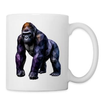 Gorilla Polygon – Farbige Geometrie - Tasse - Weiß - Rechts