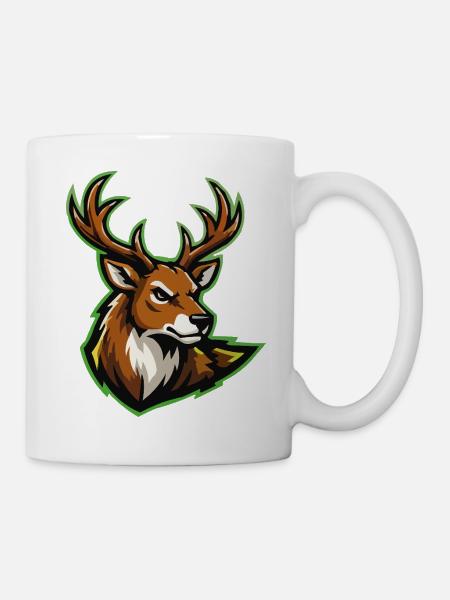 Wilder Hirschkopf Cartoon Stil - Tasse - Weiß