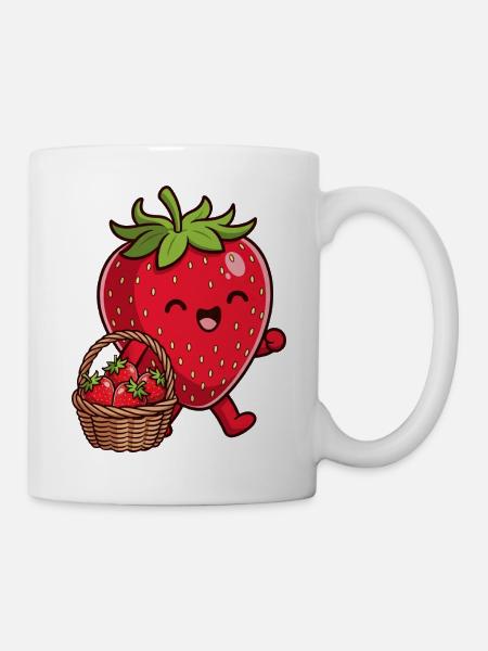 Lustige Erdbeere - Tasse - Weiß