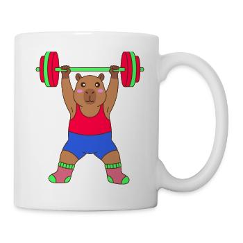 Cute Gym Capybara –Funny Workout Gift - Mug - white - Right