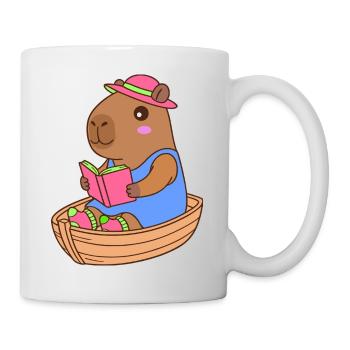 Lesen über Capybara im Ruderboot - Sommerdesign - Tasse - Weiß - Rechts