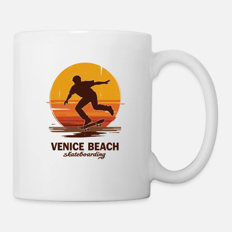 Venice Beach Sunset Skateboarder - Tasse - Weiß