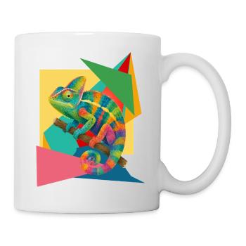 Colorful Chameleon Geometry Art - Mug - white - Right