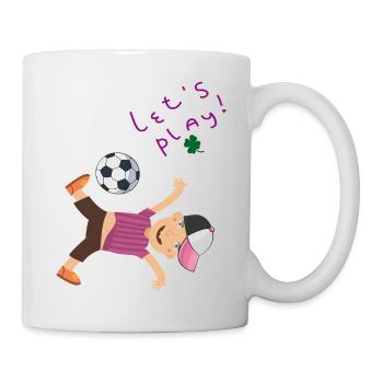 kleiner Junge mit Fußball - Tasse - Weiß - Rechts