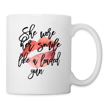 Aquarell Lippenkuss mit Skript - Tasse - Weiß - Rechts