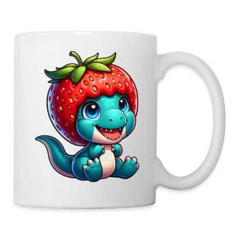 Süßer Dino T-Rex Erdbeere Skurril Hut Fruchtig - Tasse - Weiß - Rechts