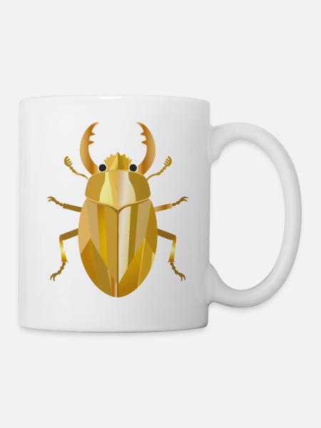 Goldener Scarabäus Symbol Stil - Tasse - Weiß
