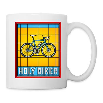 Heiliger Biker Buntglas-Fahrrad - Tasse - Weiß - Rechts