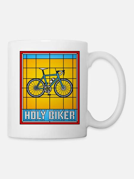 Holy Biker Stained Glass Bicycle - Mug - white