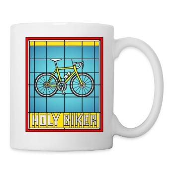 Heiliger Biker Buntglas-Fahrrad - Tasse - Weiß - Rechts