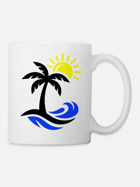 Palme Strand Ozean - Tasse - Weiß