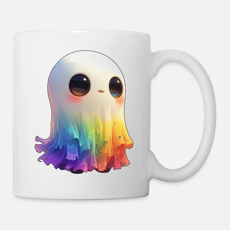 Fantôme arc-en-ciel flippant et mignon - Mug blanc - blanc