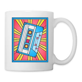 Buntglas-Kassettenbandillustration - Tasse - Weiß - Rechts