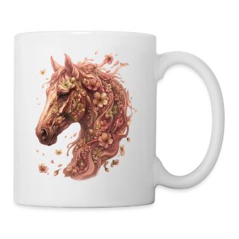 Flora horse head with blossoms - Mug - white - Right