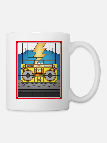Buntglas-Boombox-Illustration - Tasse - Weiß