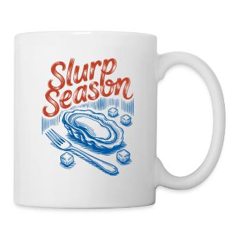 Schlürfsaison – Retro-Austern-Meeresfrüchte - Tasse - Weiß - Rechts
