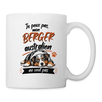Berger Australien: je peux pas écouter - Mug blanc - blanc - Droite