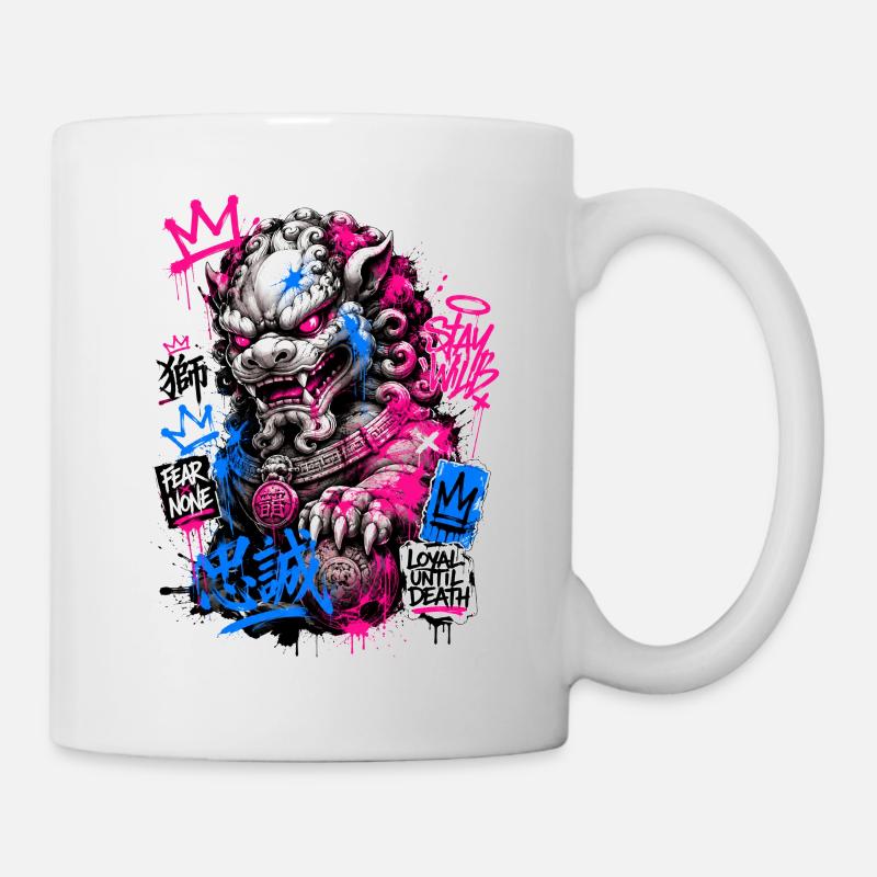 Graffiti Foo Dog Street Guardian - Mug blanc - blanc
