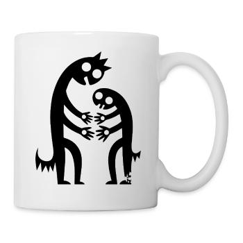 Abstrakt Figuren Umarmung Kreativ Monochrom - Tasse - Weiß - Rechts