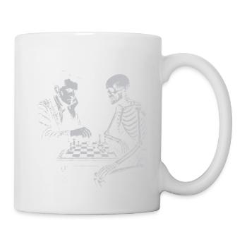 Wittgenstein playing chess with death - Mug - white - Right