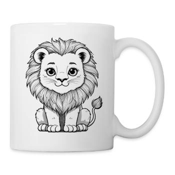 Löwenkopf Karikatur - Tasse - Weiß - Rechts