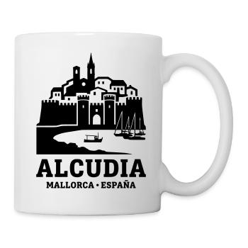 Alcudia Mallorca Spanien Silhouette Wahrzeichen - Tasse - Weiß - Rechts