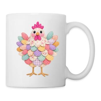 Cute Patchwork Hen Rustic Style - Mug - white - Right