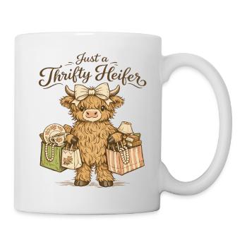 Vintage Highland Cow Flohmarkt - Tasse - Weiß - Rechts