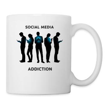 Mediensucht Silhouetten Neon - Tasse - Weiß - Rechts