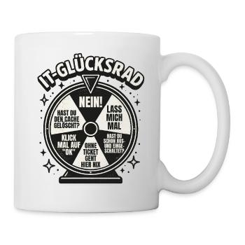 IT-Glücksrad Tech-Wortwitz Runde - Tasse - Weiß - Rechts