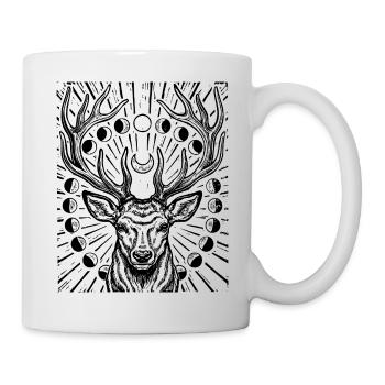 Phases de lune du cerf rouge Bois de cerf Astronomie - Mug blanc - blanc - Droite
