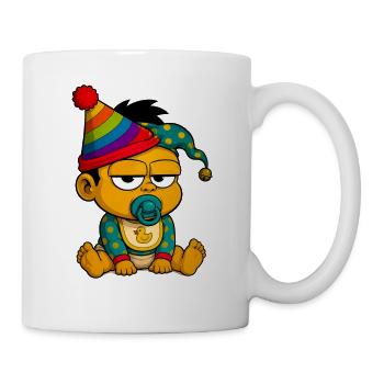 Bunter Babyclown mit Hut - Tasse - Weiß - Rechts