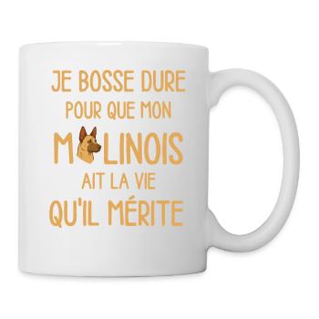 Malinois Travailleur Vie Méritée - Mug blanc - blanc - Droite