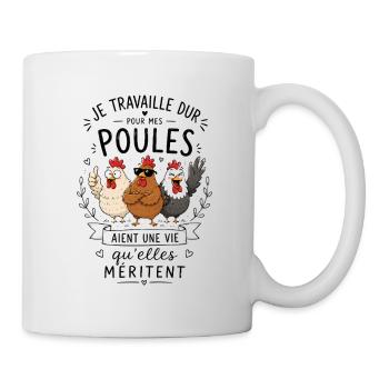 Poules qui méritent une vie - Mug blanc - blanc - Droite
