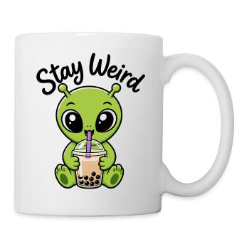 Sticker bizarre de bubble tea vert Alien Stay Bizarre - Mug blanc - blanc - Droite