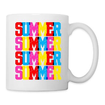 Pop Art rétro Summer Typographie répétée - Mug blanc - blanc - Droite