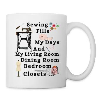 La couture remplit mes journées et mes pièces - Mug blanc - blanc - Droite
