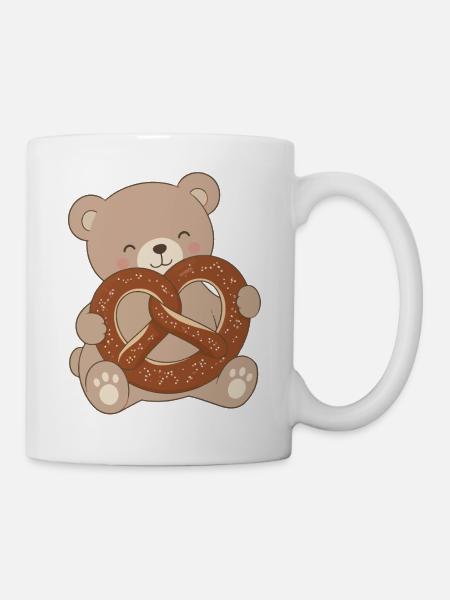 Süßer Bär mit Brezel Beschreibung - Tasse - Weiß