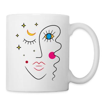 Abstract face day and night - Mug - white - Right